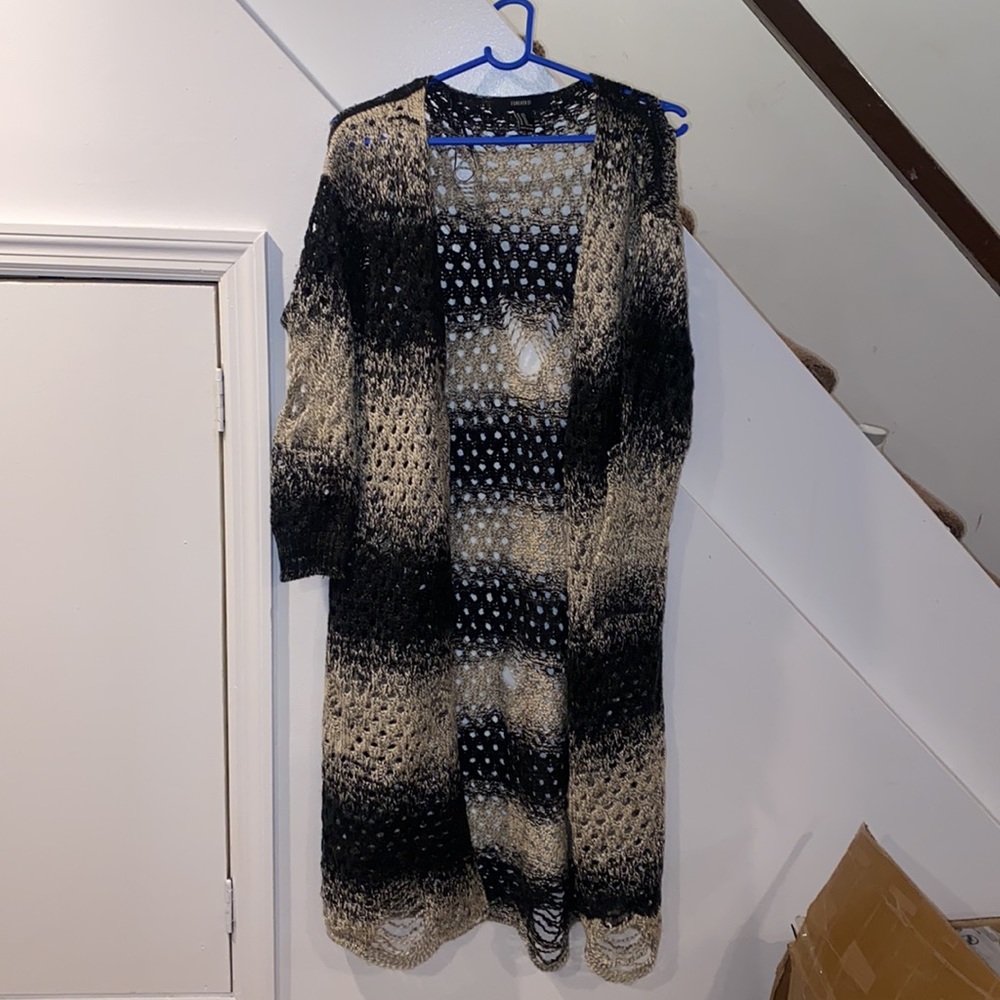 Marled distressed cardigan